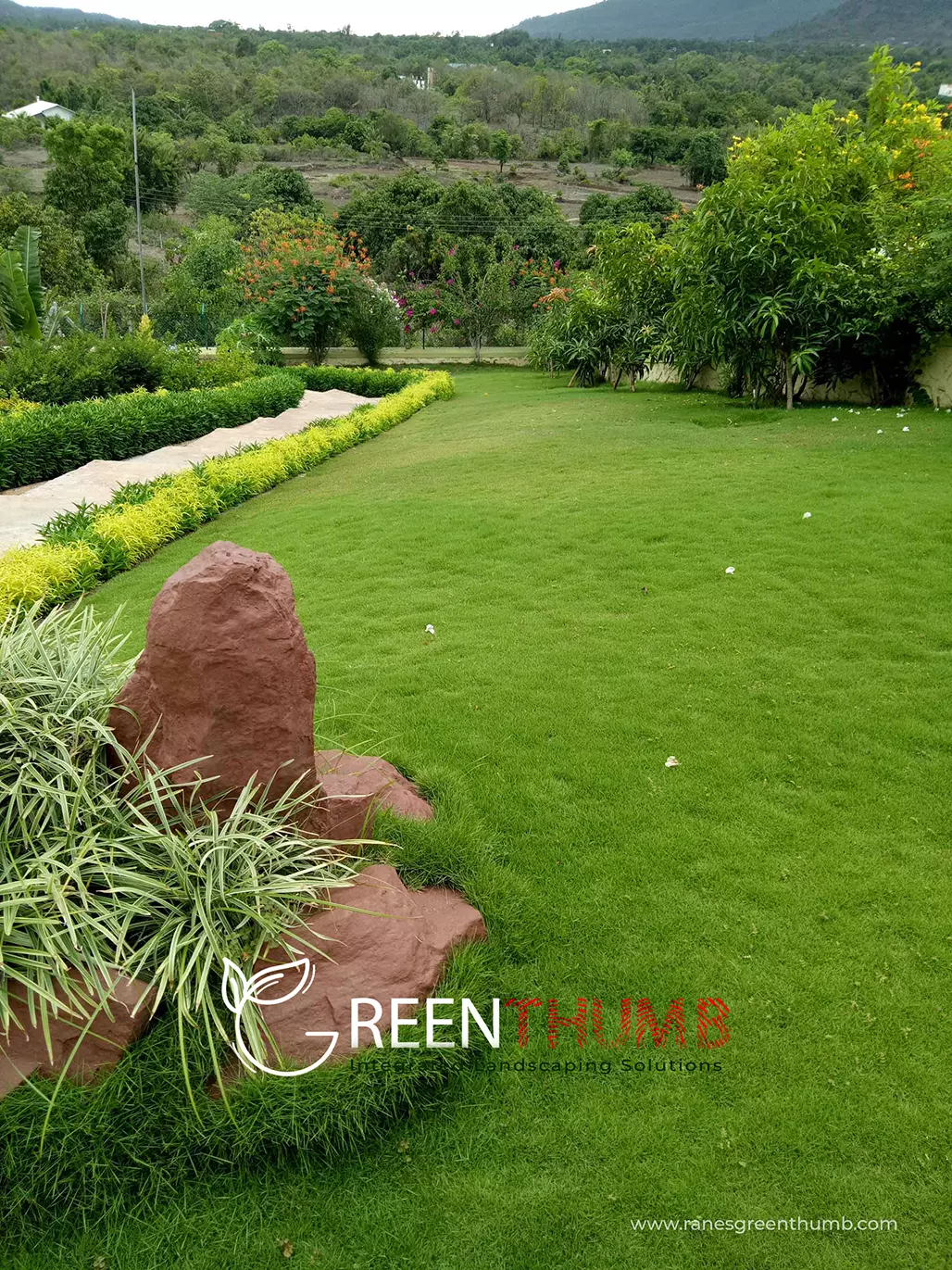 Ornamental garden border design villa garden Alibag